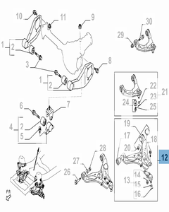 Bras oscillant gauche de suspension avant inférieure pour Fiat et Fiat Professional