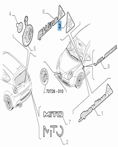 Badge trèfle latéral gauche pour Alfa Romeo Mito
