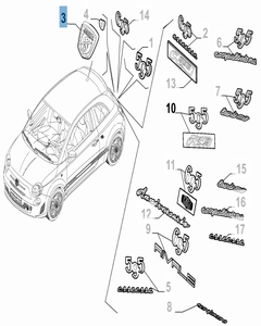 Écusson Abarth arrière pour Abarth 500