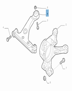 Bras oscillant gauche de suspension avant